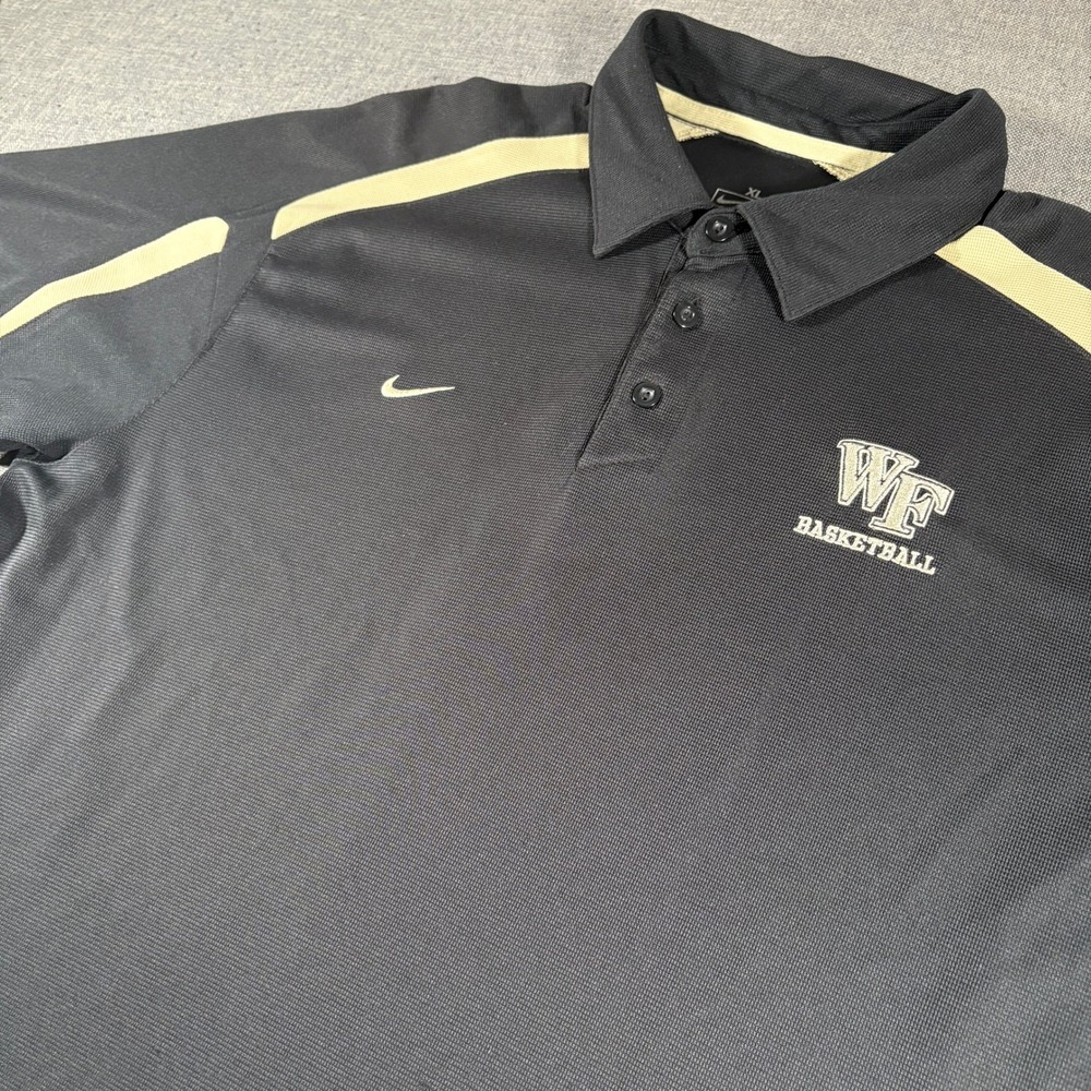 Nike Polo Shirt Mens‎ XL Black Wake Forest Basketball NCAA NikeFIT Short Sleeve